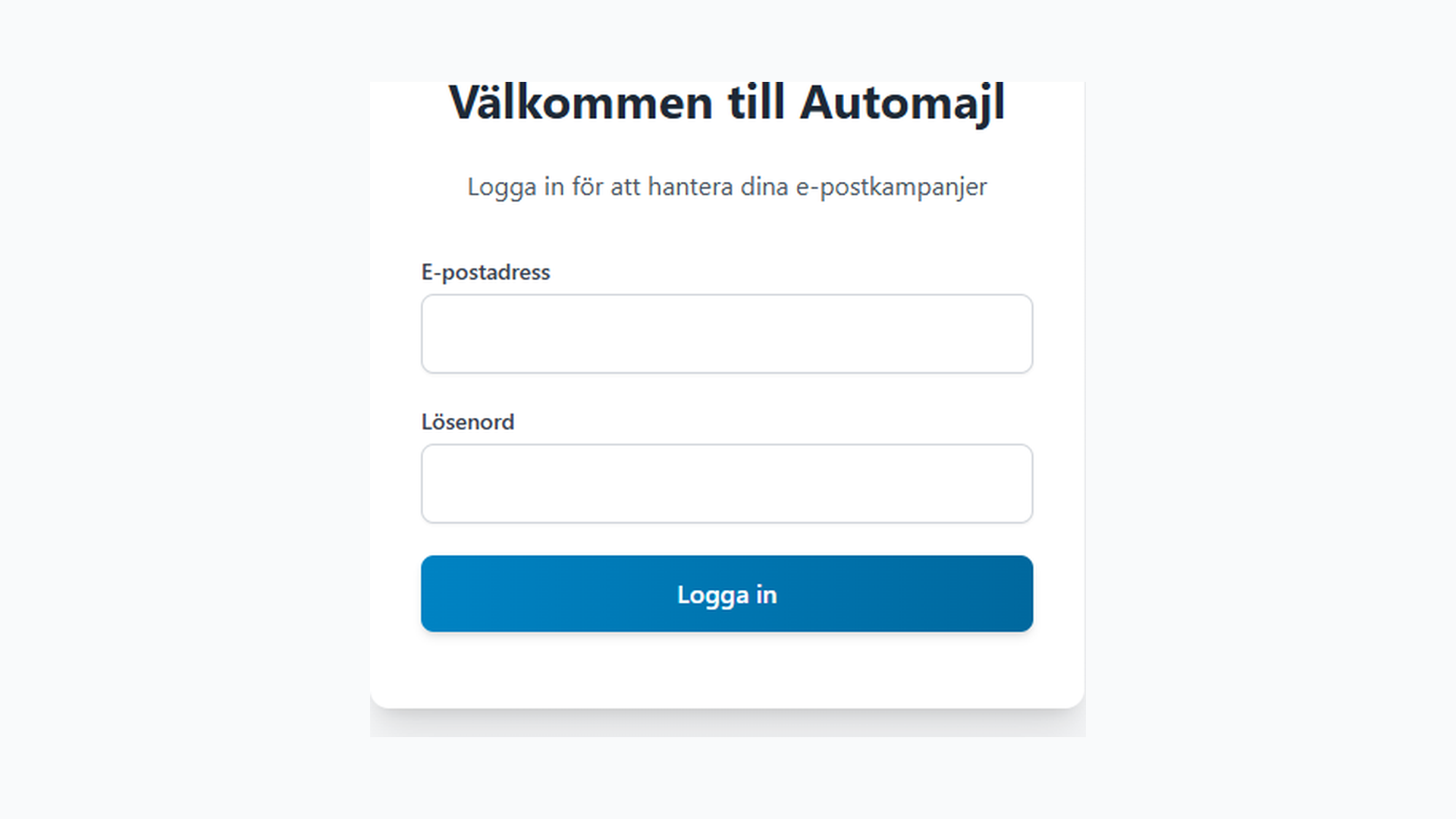 Inloggningssidan till Auto Mail.